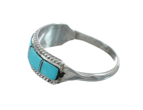 Native American Zuni Sterling Silver Turquoise Ring Size 5-3/4 AX130040